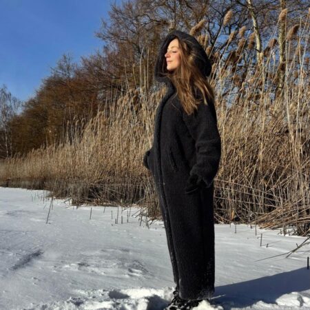 Płaszcz wełniany długi z wełny merino TEDDY